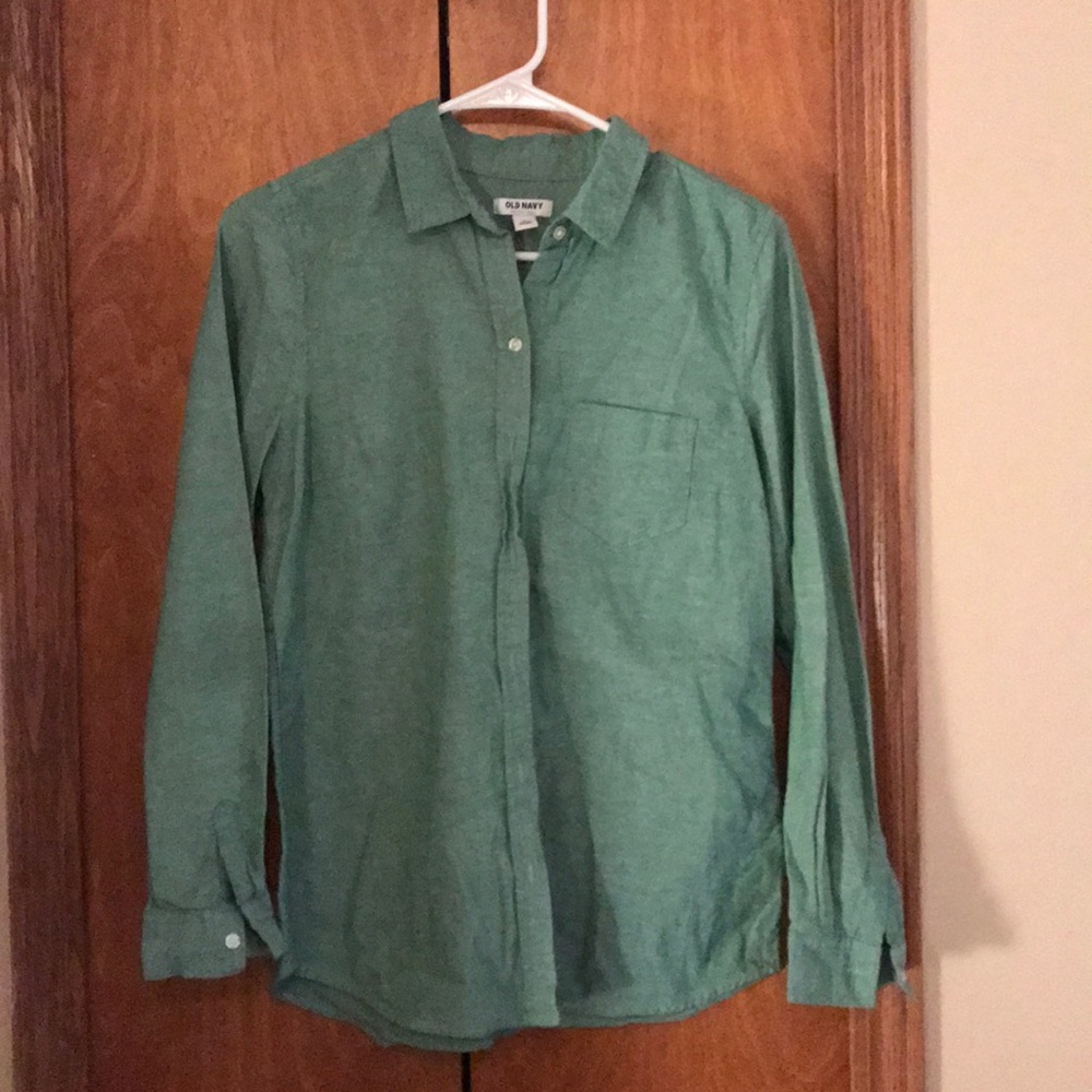 Green button down